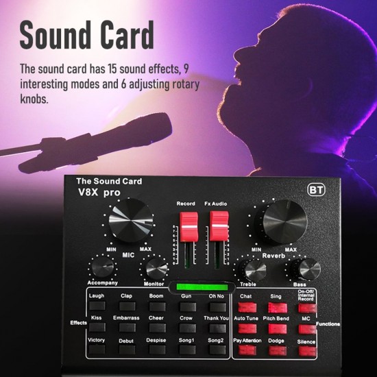 Multifunctional Live V8X Sound Card and BM800 Suspension Microphone Kit Broadcasting Recording Condenser Microphone Set Intelligent Audio Mixer Sound Card for Computers and Mobilephone Multifunctional Live V8X Sound Card and BM800 Suspension Microphone Kit Broadcasting Recording Condenser Microphone Set Intelligent Audio Mixer Sound Card for Computers and Mobilephone
