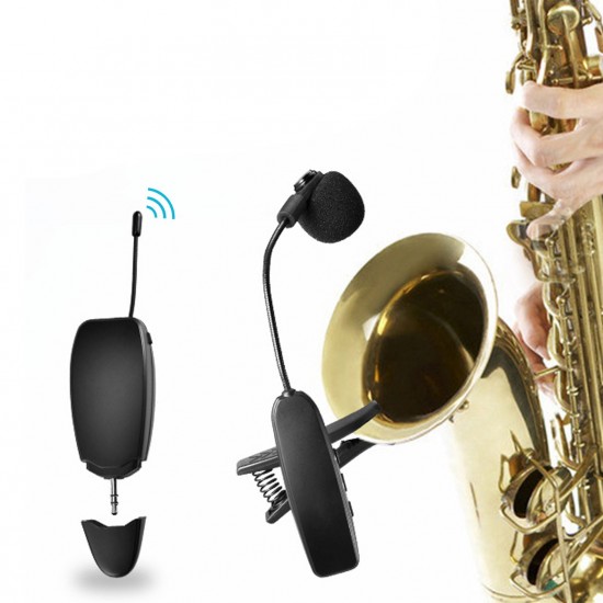 UHF Wireless Cardioid Condenser Microphone Clip-on Musical Instrument Mic for Saxophone Trumpets Clarinet UHF Wireless Cardioid Condenser Microphone Clip-on Musical Instrument Mic for Saxophone Trumpets Clarinet