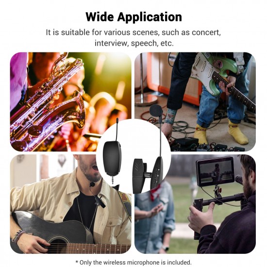 UHF Wireless Cardioid Condenser Microphone Clip-on Musical Instrument Mic for Saxophone Trumpets Clarinet UHF Wireless Cardioid Condenser Microphone Clip-on Musical Instrument Mic for Saxophone Trumpets Clarinet