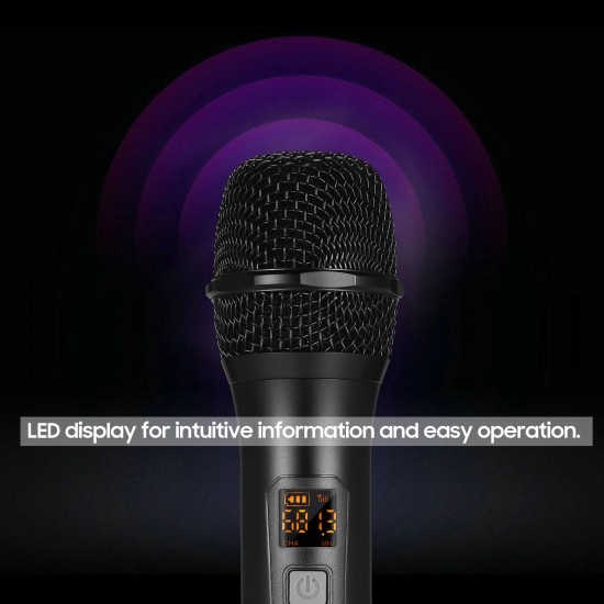 Portable UHF Microphone Set with Dual Handheld Microphones Rechargeable Receiver Frequency Modulation Plug-and-Play Dynamic Microphone Suitable for Home Entertainment Speech Live Streaming Video Recording Portable UHF Microphone Set with Dual Handheld Microphones Rechargeable Receiver Frequency Modulation Plug-and-Play Dynamic Microphone Suitable for Home Entertainment Speech Live Streaming Video Recording