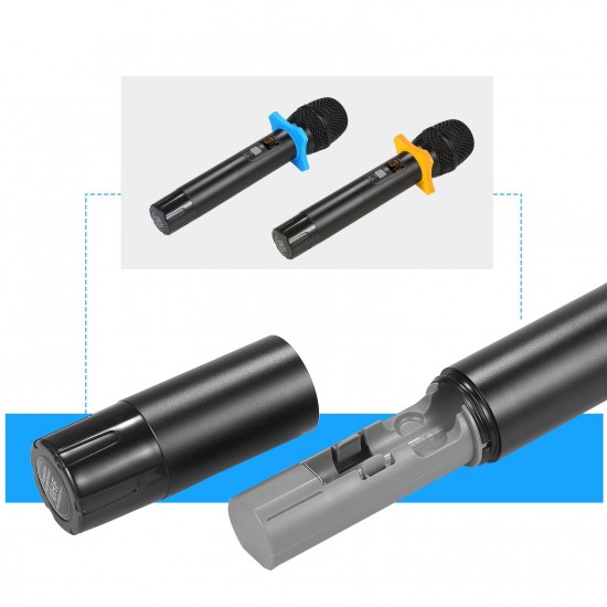 Portable UHF Microphone Set with Dual Handheld Microphones Rechargeable Receiver Frequency Modulation Plug-and-Play Dynamic Microphone Suitable for Home Entertainment Speech Live Streaming Video Recording Portable UHF Microphone Set with Dual Handheld Microphones Rechargeable Receiver Frequency Modulation Plug-and-Play Dynamic Microphone Suitable for Home Entertainment Speech Live Streaming Video Recording