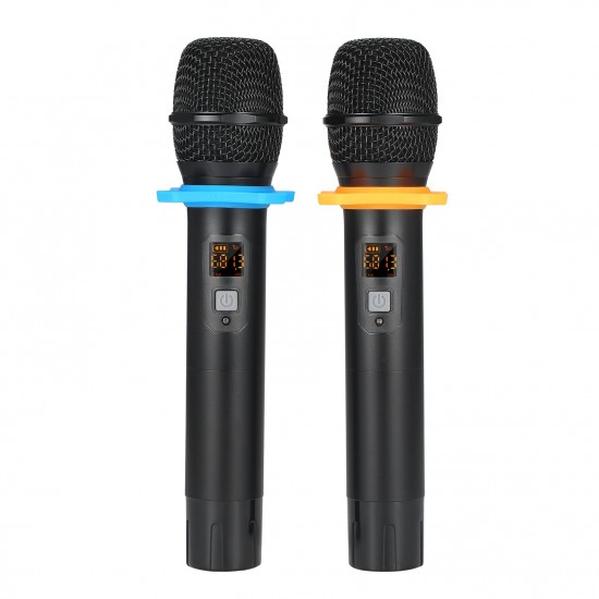 Portable UHF Microphone Set with Dual Handheld Microphones Rechargeable Receiver Frequency Modulation Plug-and-Play Dynamic Microphone Suitable for Home Entertainment Speech Live Streaming Video Recording Portable UHF Microphone Set with Dual Handheld Microphones Rechargeable Receiver Frequency Modulation Plug-and-Play Dynamic Microphone Suitable for Home Entertainment Speech Live Streaming Video Recording