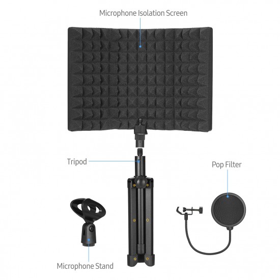 Microphone Isolation Screen with High-Density Absorbing Sponge 3-Panel Foldable Windshield Mini Wind Screen Board Sound Insulation Cover for Recording Studio Sound Absorbing Recording Equipment with Tripod Pop Filter Microphone Stand Microphone Isolation Screen with High-Density Absorbing Sponge 3-Panel Foldable Windshield Mini Wind Screen Board Sound Insulation Cover for Recording Studio Sound Absorbing Recording Equipment with Tripod Pop Filter Microphone Stand