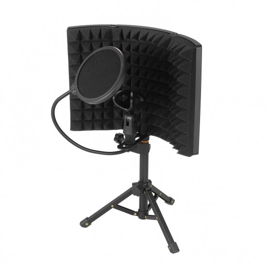 Microphone Isolation Screen with High-Density Absorbing Sponge 3-Panel Foldable Windshield Mini Wind Screen Board Sound Insulation Cover for Recording Studio Sound Absorbing Recording Equipment with Tripod Pop Filter Microphone Stand Microphone Isolation Screen with High-Density Absorbing Sponge 3-Panel Foldable Windshield Mini Wind Screen Board Sound Insulation Cover for Recording Studio Sound Absorbing Recording Equipment with Tripod Pop Filter Microphone Stand