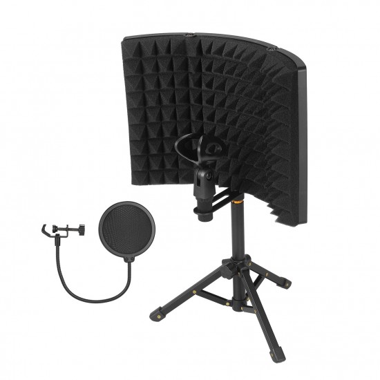 Microphone Isolation Screen with High-Density Absorbing Sponge 3-Panel Foldable Windshield Mini Wind Screen Board Sound Insulation Cover for Recording Studio Sound Absorbing Recording Equipment with Tripod Pop Filter Microphone Stand Microphone Isolation Screen with High-Density Absorbing Sponge 3-Panel Foldable Windshield Mini Wind Screen Board Sound Insulation Cover for Recording Studio Sound Absorbing Recording Equipment with Tripod Pop Filter Microphone Stand