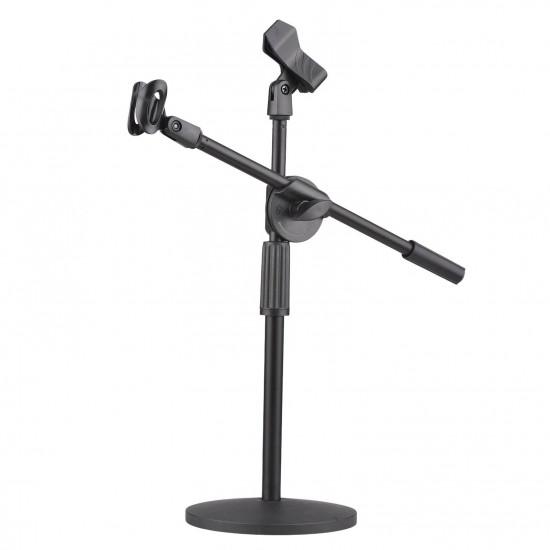 Dual Purpose Desktop Microphone Stand with Anti-slip Metal Base and 2 Mic Clips Adjustable Mic Stand Boom Arm Microphones Desk Bracket for Speech Meeting Live Stream Sing Voice Recording Dual Purpose Desktop Microphone Stand with Anti-slip Metal Base and 2 Mic Clips Adjustable Mic Stand Boom Arm Microphones Desk Bracket for Speech Meeting Live Stream Sing Voice Recording