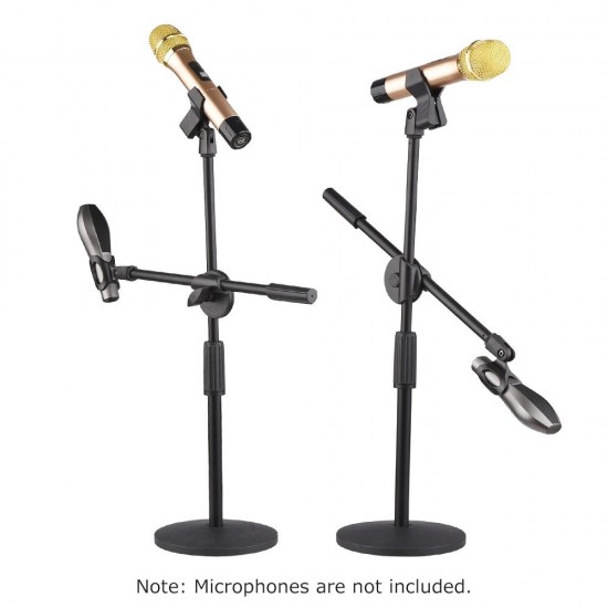 Dual Purpose Desktop Microphone Stand with Anti-slip Metal Base and 2 Mic Clips Adjustable Mic Stand Boom Arm Microphones Desk Bracket for Speech Meeting Live Stream Sing Voice Recording Dual Purpose Desktop Microphone Stand with Anti-slip Metal Base and 2 Mic Clips Adjustable Mic Stand Boom Arm Microphones Desk Bracket for Speech Meeting Live Stream Sing Voice Recording