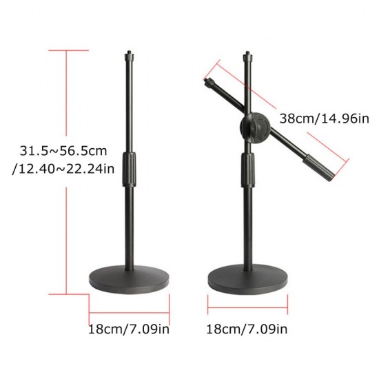 Dual Purpose Desktop Microphone Stand with Anti-slip Metal Base and 2 Mic Clips Adjustable Mic Stand Boom Arm Microphones Desk Bracket for Speech Meeting Live Stream Sing Voice Recording Dual Purpose Desktop Microphone Stand with Anti-slip Metal Base and 2 Mic Clips Adjustable Mic Stand Boom Arm Microphones Desk Bracket for Speech Meeting Live Stream Sing Voice Recording