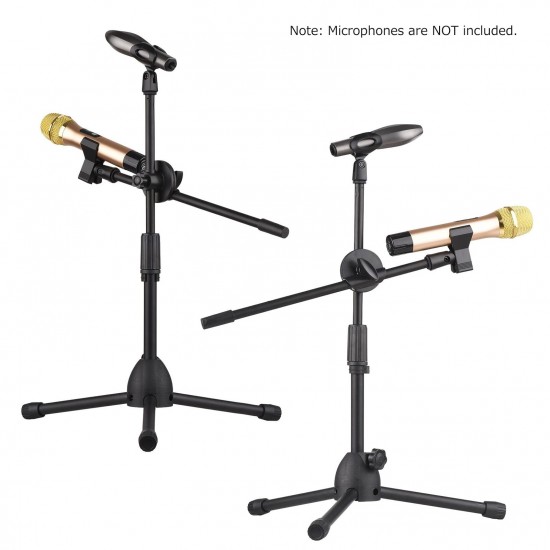 Dual Purpose Microphone Tripod Stand with 2 Mic Clips Adjustable Mic Stand Boom Arm Microphones Desk Floor Bracket for Speech Meeting Live Stream Sing Voice Recording Dual Purpose Microphone Tripod Stand with 2 Mic Clips Adjustable Mic Stand Boom Arm Microphones Desk Floor Bracket for Speech Meeting Live Stream Sing Voice Recording