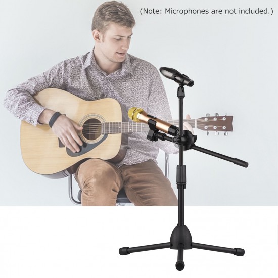 Dual Purpose Microphone Tripod Stand with 2 Mic Clips Adjustable Mic Stand Boom Arm Microphones Desk Floor Bracket for Speech Meeting Live Stream Sing Voice Recording Dual Purpose Microphone Tripod Stand with 2 Mic Clips Adjustable Mic Stand Boom Arm Microphones Desk Floor Bracket for Speech Meeting Live Stream Sing Voice Recording