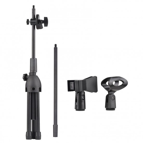 Dual Purpose Microphone Tripod Stand with 2 Mic Clips Adjustable Mic Stand Boom Arm Microphones Desk Floor Bracket for Speech Meeting Live Stream Sing Voice Recording Dual Purpose Microphone Tripod Stand with 2 Mic Clips Adjustable Mic Stand Boom Arm Microphones Desk Floor Bracket for Speech Meeting Live Stream Sing Voice Recording