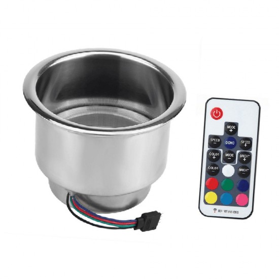 Cup Holder RGB LED Light Drink Cup Holder Remote Control Stainless Steel for Marine Boat Car Truck RV Cup Holder RGB LED Light Drink Cup Holder Remote Control Stainless Steel for Marine Boat Car Truck RV