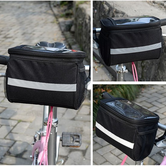Reflective Bicycle Handlebar Basket Insulated Cooler Bag Outdoor Cycling Mountain Bike Front Tube Bag Pack Reflective Bicycle Handlebar Basket Insulated Cooler Bag Outdoor Cycling Mountain Bike Front Tube Bag Pack