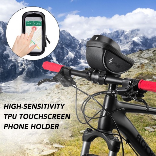 Bicycle Handlebar Phone Mount Bag Waterproof Cycling Front Frame Top Tube Bag Pannier with Touchscreen Phone Holder Case Bike Tool Storage Bag Pack Bicycle Handlebar Phone Mount Bag Waterproof Cycling Front Frame Top Tube Bag Pannier with Touchscreen Phone Holder Case Bike Tool Storage Bag Pack