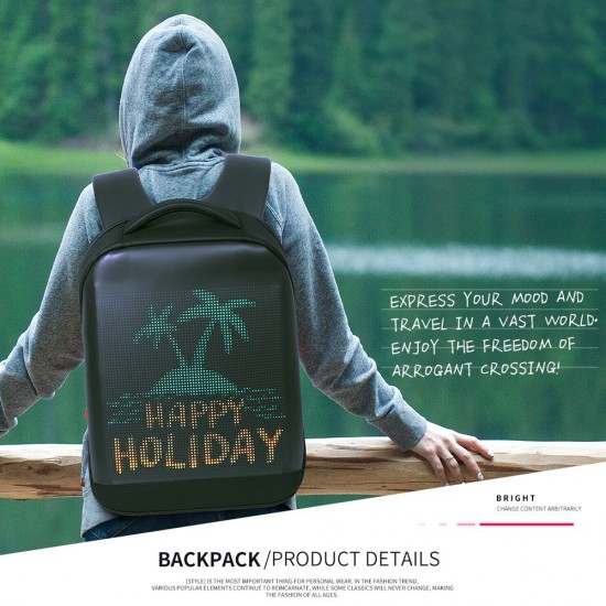 Shoulder Backpack LED Full-Color Screen Travel Laptop Backpack Waterproof Shoulder Bag for Daypack Outdoor Shoulder Backpack LED Full-Color Screen Travel Laptop Backpack Waterproof Shoulder Bag for Daypack Outdoor