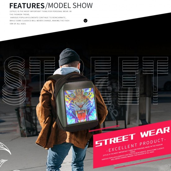 Shoulder Backpack LED Full-Color Screen Travel Laptop Backpack Waterproof Shoulder Bag for Daypack Outdoor Shoulder Backpack LED Full-Color Screen Travel Laptop Backpack Waterproof Shoulder Bag for Daypack Outdoor