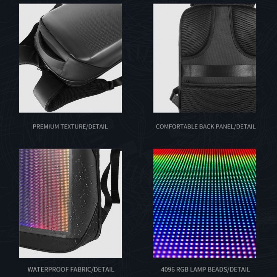 Shoulder Backpack LED Full-Color Screen Travel Laptop Backpack Waterproof Shoulder Bag for Daypack Outdoor Shoulder Backpack LED Full-Color Screen Travel Laptop Backpack Waterproof Shoulder Bag for Daypack Outdoor