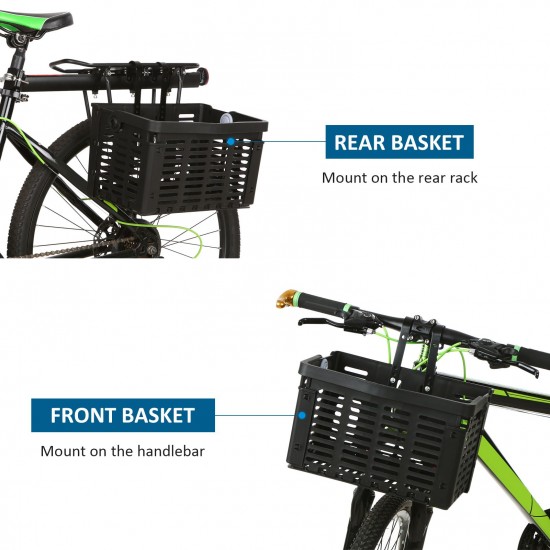 Folding Bike Basket Detachable Plastic Bike Handlebar Front Basket Bicycle Rear Rack Hanging Basket Cycling Cargo Carrier Folding Bike Basket Detachable Plastic Bike Handlebar Front Basket Bicycle Rear Rack Hanging Basket Cycling Cargo Carrier