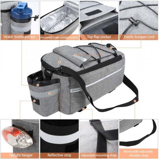 Doorslay Insulated Trunk Cooler Bag Cycling Bicycle Rear Rack Storage Luggage Bag Reflective MTB Bike Pannier Bag Shoulder Bag Doorslay Insulated Trunk Cooler Bag Cycling Bicycle Rear Rack Storage Luggage Bag Reflective MTB Bike Pannier Bag Shoulder Bag