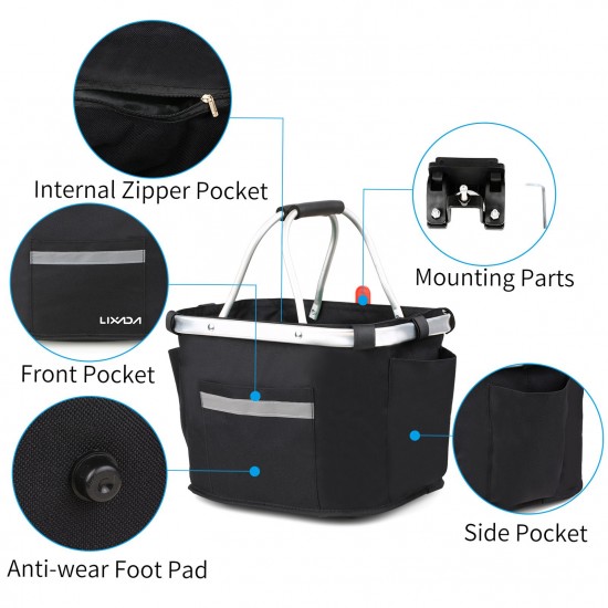 Collapsible Bike Basket Bicycle Handlebar Front Basket Pet Carrier Bag for Shopping Commuting Collapsible Bike Basket Bicycle Handlebar Front Basket Pet Carrier Bag for Shopping Commuting