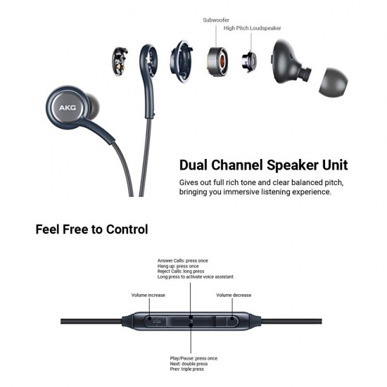 AKG Wired Earphones with Microphone Stereo Headphones with 3.5mm Plug In-Ear Headset with Deep Bass and Crystal Clear Sound Compatible with SAMSUNG S10 and Android Devices AKG Wired Earphones with Microphone Stereo Headphones with 3.5mm Plug In-Ear Headset with Deep Bass and Crystal Clear Sound Compatible with SAMSUNG S10 and Android Devices