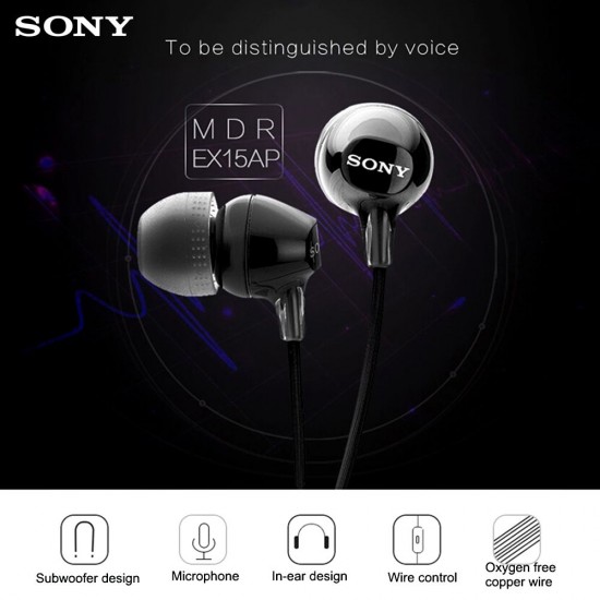 SONY MDR-EX15AP In-Ear Earphones 3.5mm Wired Earbuds Subwoofer Stereo Handsfree with Microphone Portable Headset SONY MDR-EX15AP In-Ear Earphones 3.5mm Wired Earbuds Subwoofer Stereo Handsfree with Microphone Portable Headset