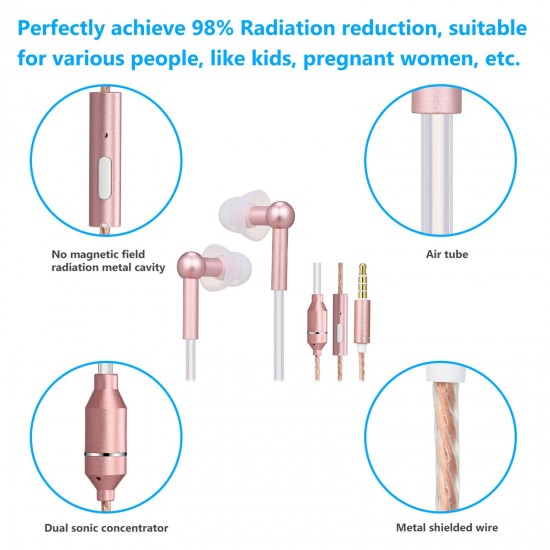 FC31 Air Tube Anti-radiation In-ear Headphones 3.5mm Wired Music Headset Radiation Free Earphone Noise Reduction Line Control with Mic FC31 Air Tube Anti-radiation In-ear Headphones 3.5mm Wired Music Headset Radiation Free Earphone Noise Reduction Line Control with Mic