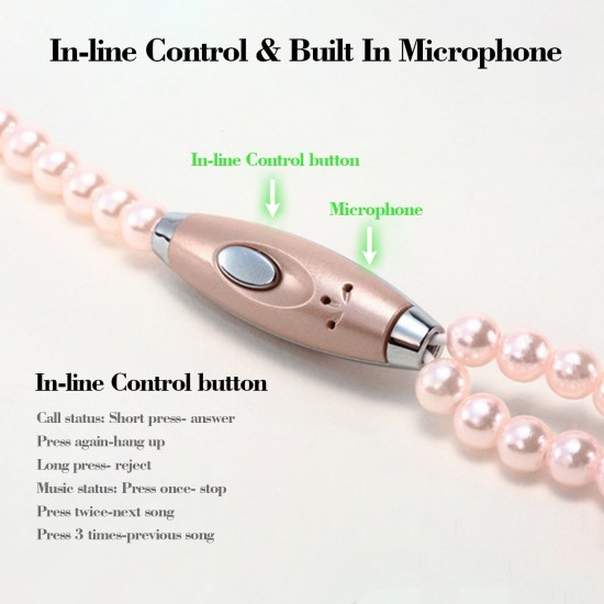 Jewelry Pearl Necklace Stereo Earphones with Microphone 3.5mm In-ear Headphone Wired Headset Earbuds for Phone Girls Jewelry Pearl Necklace Stereo Earphones with Microphone 3.5mm In-ear Headphone Wired Headset Earbuds for Phone Girls