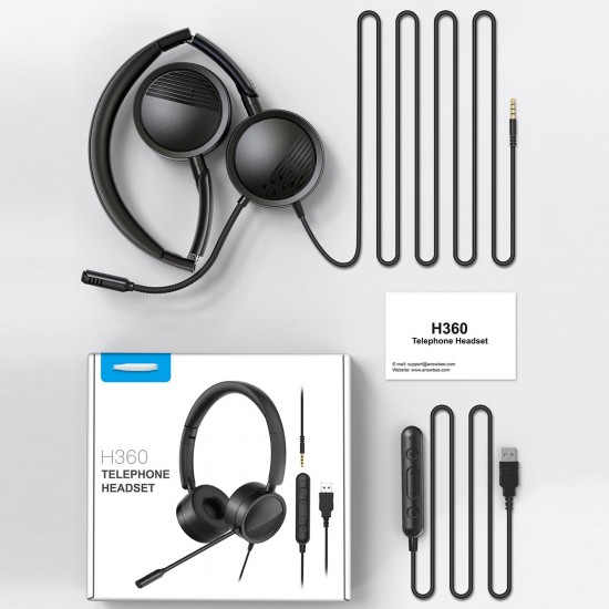 H360 3.5mm/USB Wired Telephone Headset Call Center Earphone with Microphone On Ear Computer Headphone Volume Control Speaker Mic Mute Adjustable Headband H360 3.5mm/USB Wired Telephone Headset Call Center Earphone with Microphone On Ear Computer Headphone Volume Control Speaker Mic Mute Adjustable Headband