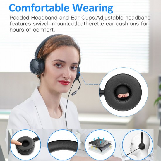 H360 3.5mm/USB Wired Telephone Headset Call Center Earphone with Microphone On Ear Computer Headphone Volume Control Speaker Mic Mute Adjustable Headband H360 3.5mm/USB Wired Telephone Headset Call Center Earphone with Microphone On Ear Computer Headphone Volume Control Speaker Mic Mute Adjustable Headband