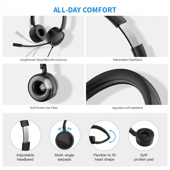 H360 3.5mm/USB Wired Telephone Headset Call Center Earphone with Microphone On Ear Computer Headphone Volume Control Speaker Mic Mute Adjustable Headband H360 3.5mm/USB Wired Telephone Headset Call Center Earphone with Microphone On Ear Computer Headphone Volume Control Speaker Mic Mute Adjustable Headband