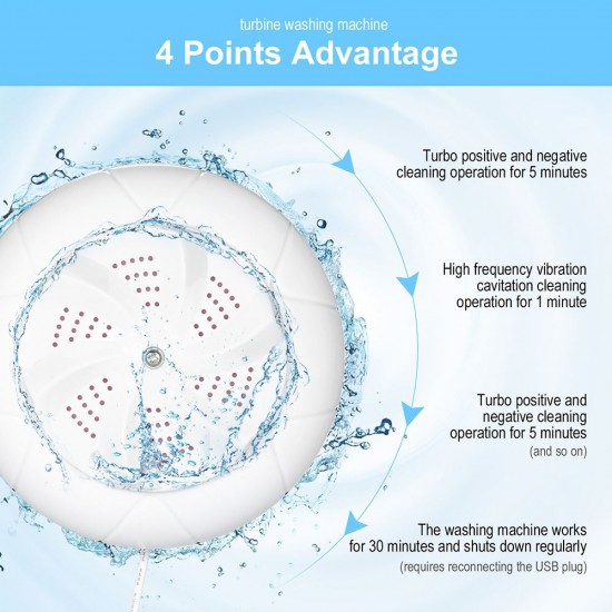 Portable Turbine Washing Machine 1 kg Laundry Quantity Mini Rotating Washer with USB Cable for Travel Home Business Trip Portable Turbine Washing Machine 1 kg Laundry Quantity Mini Rotating Washer with USB Cable for Travel Home Business Trip