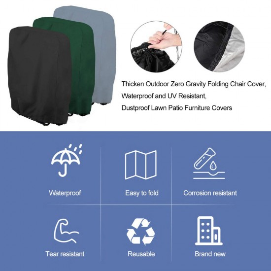 Thicken Outdoor Zero Gravity Folding Chair Cover, Waterproof and UV Resistant, Dustproof Lawn Patio Furniture Covers, 28''x43'' Thicken Outdoor Zero Gravity Folding Chair Cover, Waterproof and UV Resistant, Dustproof Lawn Patio Furniture Covers, 28''x43''