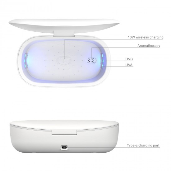 3-in-1 UV Disinfection Box QC3.0 Wireless Fast Charger Aromatherapy Portable UV Lamp Ultraviolet Sterilizer Cleaner for Face Cover Phone Jewelry Sock 3-in-1 UV Disinfection Box QC3.0 Wireless Fast Charger Aromatherapy Portable UV Lamp Ultraviolet Sterilizer Cleaner for Face Cover Phone Jewelry Sock