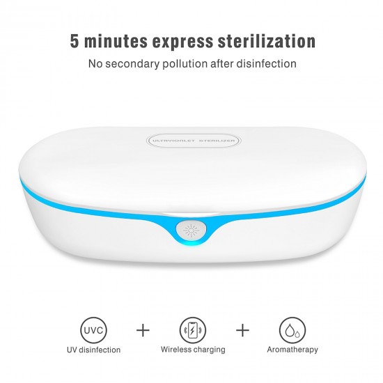 3-in-1 UV Disinfection Box QC3.0 Wireless Fast Charger Aromatherapy Portable UV Lamp Ultraviolet Sterilizer Cleaner for Face Cover Phone Jewelry Sock 3-in-1 UV Disinfection Box QC3.0 Wireless Fast Charger Aromatherapy Portable UV Lamp Ultraviolet Sterilizer Cleaner for Face Cover Phone Jewelry Sock