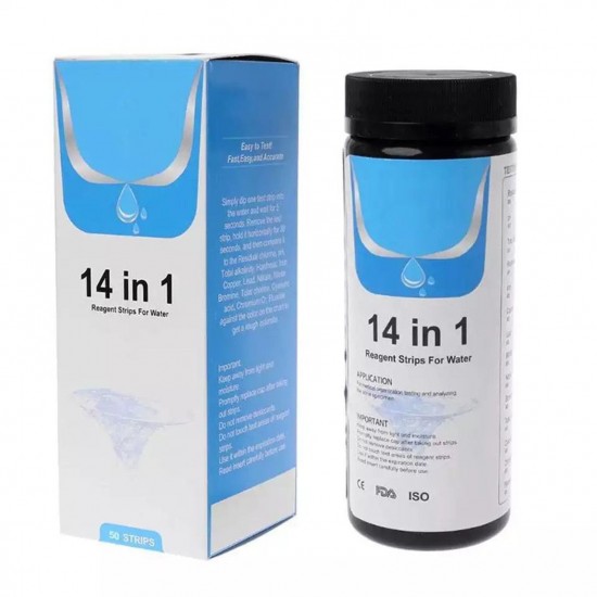 50 PCS Pool and Spa Test Strips,14-in-1 Swimming Pool Water Testing for for Chlorine Bromine Alkalinity pH Hardness 50 PCS Pool and Spa Test Strips,14-in-1 Swimming Pool Water Testing for for Chlorine Bromine Alkalinity pH Hardness