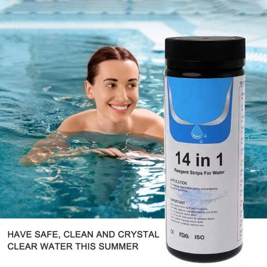 50 PCS Pool and Spa Test Strips,14-in-1 Swimming Pool Water Testing for for Chlorine Bromine Alkalinity pH Hardness 50 PCS Pool and Spa Test Strips,14-in-1 Swimming Pool Water Testing for for Chlorine Bromine Alkalinity pH Hardness
