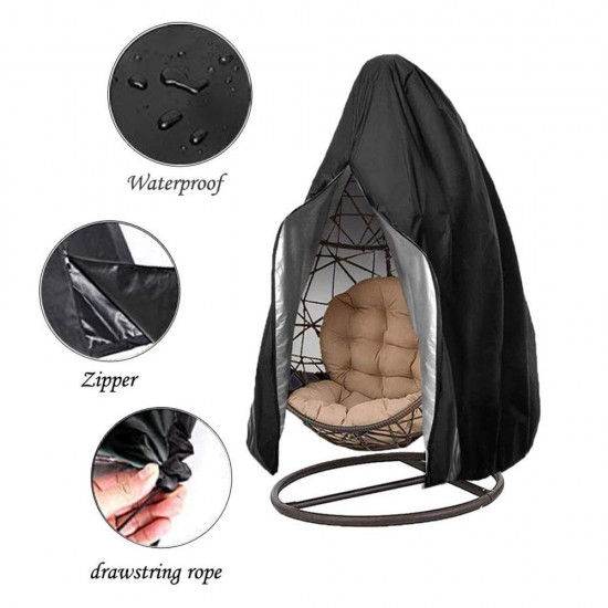 Patio Hanging Chair Cover Outdoor Egg Chair Cover Durable Waterproof Swing Chair Dust Cover Black, S Size 115 * 190cm Patio Hanging Chair Cover Outdoor Egg Chair Cover Durable Waterproof Swing Chair Dust Cover Black, S Size 115 * 190cm
