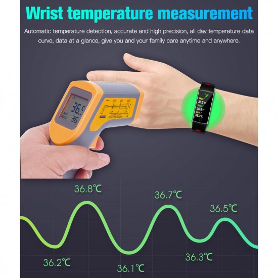 Smart Watch, Fitness Tracker, Smart Sports Bracelet, Body Temperature / PR Pulse Rate / SpO2 Blood Oxygen Sensor Saturation / Blood Pressure Monitoring, Step Calorie Counter Sleep Monitoring, IP67 Waterproof Smart Bracelet Smart Watch, Fitness Tracker, Smart Sports Bracelet, Body Temperature / PR Pulse Rate / SpO2 Blood Oxygen Sensor Saturation / Blood Pressure Monitoring, Step Calorie Counter Sleep Monitoring, IP67 Waterproof Smart Bracelet