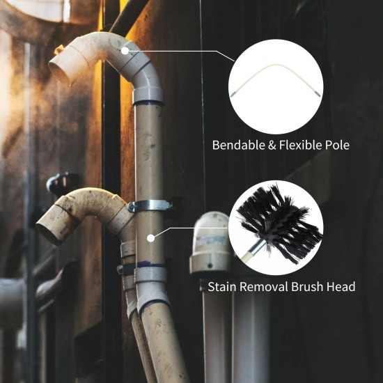 Chimney Cleaning Brush Kit 9PCS Poles with Nylon Brush Head Duct Vent Cleaning Set Chimney Sweep Kit Flexible Chimney Brushes for Fireplace Dryer Vent Chimney Cleaning Brush Kit 9PCS Poles with Nylon Brush Head Duct Vent Cleaning Set Chimney Sweep Kit Flexible Chimney Brushes for Fireplace Dryer Vent
