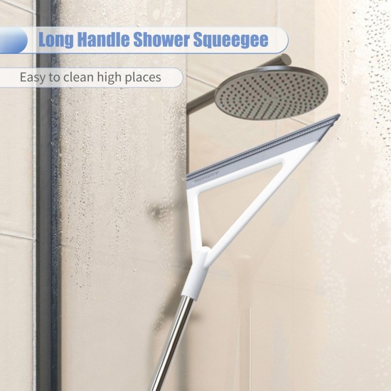 2 In 1 Broom Floor Squeegee Multi-Purpose Window Squeegee Long Handle Shower Squeegee Stainless Steel Glass Squeegee for Bathroom Window and Car Windshield Glass 2 In 1 Broom Floor Squeegee Multi-Purpose Window Squeegee Long Handle Shower Squeegee Stainless Steel Glass Squeegee for Bathroom Window and Car Windshield Glass
