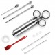 BLF-009 Marinade Meet BBQ Sauce Injector Needles Syringe 2-oz Flavoring Seasoning with 3 Marinade Flavor Needle 2 Cleaning Brushes for BBQ Smoker Grill Beast Turkey Best Cooking Gift BLF-009 Marinade Meet BBQ Sauce Injector Needles Syringe 2-oz Flavoring Seasoning with 3 Marinade Flavor Needle 2 Cleaning Brushes for BBQ Smoker Grill Beast Turkey Best Cooking Gift