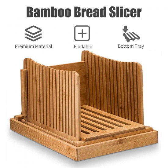 Bamboo Bread Slicer with Cutting Board Foldable Adjustable Bread Slicer For Homemade Bread Loaf Cakes Bamboo Bread Slicer with Cutting Board Foldable Adjustable Bread Slicer For Homemade Bread Loaf Cakes