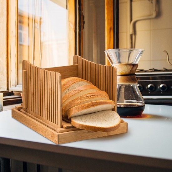 Bamboo Bread Slicer with Cutting Board Foldable Adjustable Bread Slicer For Homemade Bread Loaf Cakes Bamboo Bread Slicer with Cutting Board Foldable Adjustable Bread Slicer For Homemade Bread Loaf Cakes