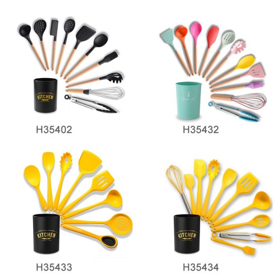 Silicone Kitchenware Set 8Pcs Kitchen Utensils Set Silica Gel Cooking Utensils Set Heat Resistant Kitchen Tools with Storage Barrel Silicone Kitchenware Set 8Pcs Kitchen Utensils Set Silica Gel Cooking Utensils Set Heat Resistant Kitchen Tools with Storage Barrel