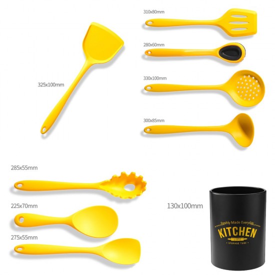 Silicone Kitchenware Set 8Pcs Kitchen Utensils Set Silica Gel Cooking Utensils Set Heat Resistant Kitchen Tools with Storage Barrel Silicone Kitchenware Set 8Pcs Kitchen Utensils Set Silica Gel Cooking Utensils Set Heat Resistant Kitchen Tools with Storage Barrel