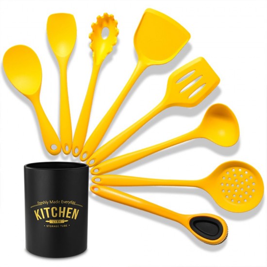 Silicone Kitchenware Set 8Pcs Kitchen Utensils Set Silica Gel Cooking Utensils Set Heat Resistant Kitchen Tools with Storage Barrel Silicone Kitchenware Set 8Pcs Kitchen Utensils Set Silica Gel Cooking Utensils Set Heat Resistant Kitchen Tools with Storage Barrel