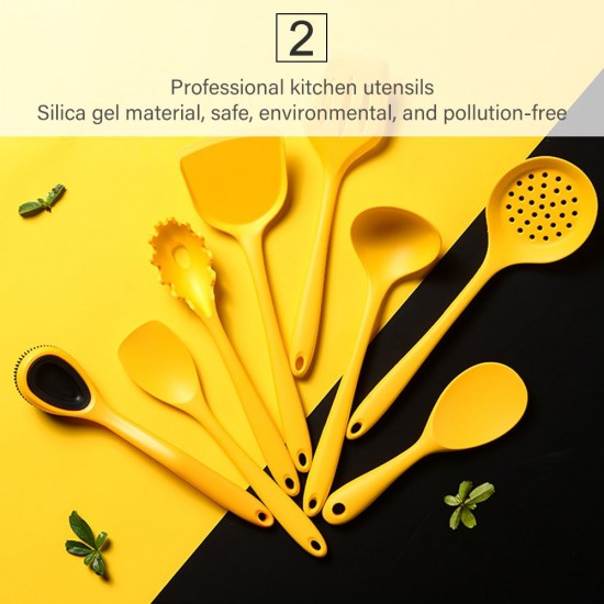 Silicone Kitchenware Set 8Pcs Kitchen Utensils Set Silica Gel Cooking Utensils Set Heat Resistant Kitchen Tools with Storage Barrel Silicone Kitchenware Set 8Pcs Kitchen Utensils Set Silica Gel Cooking Utensils Set Heat Resistant Kitchen Tools with Storage Barrel