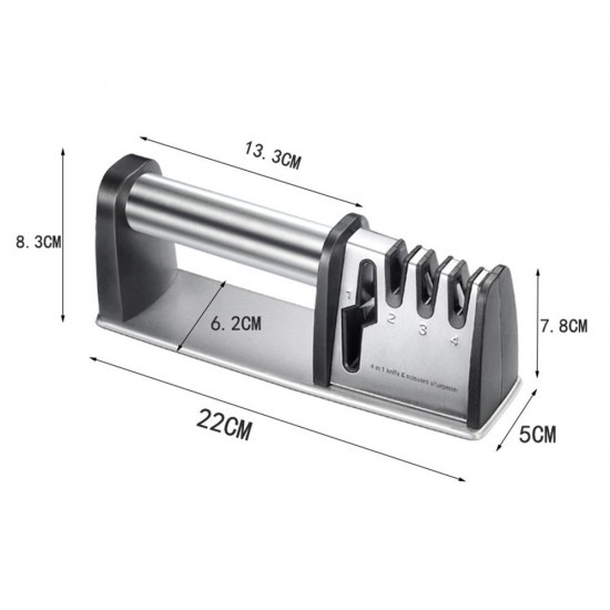 4-in-1 Knife & Scissor Sharpener Tungsten Steel/Emery/Ceramic 4-stage Coarse Medium Fine Blade Sharpener Professional for Home Outdoor Camping Traveling Sharpening Tool 4-in-1 Knife & Scissor Sharpener Tungsten Steel/Emery/Ceramic 4-stage Coarse Medium Fine Blade Sharpener Professional for Home Outdoor Camping Traveling Sharpening Tool
