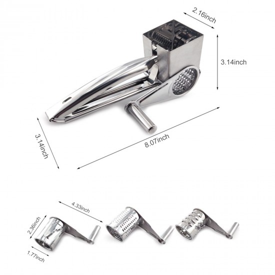 Manual Rotary Cheese Grater Stainless Steel Handheld Rotary Slicer Shredding Grinder for Grating Hard Cheese Chocolate Nuts Party Dessert Restaurant Kitchen Gadgets Manual Rotary Cheese Grater Stainless Steel Handheld Rotary Slicer Shredding Grinder for Grating Hard Cheese Chocolate Nuts Party Dessert Restaurant Kitchen Gadgets